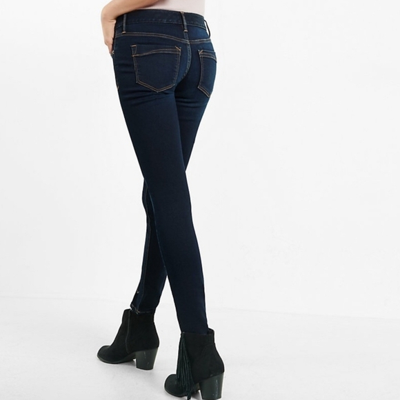 EXPRESS 0S Womens Soft Low Rise Dark Wash Jean - Picture 4 of 4